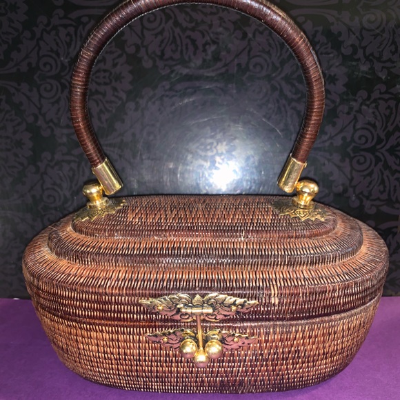 Handbags - Vintage 1950’s Thailand basket purse.